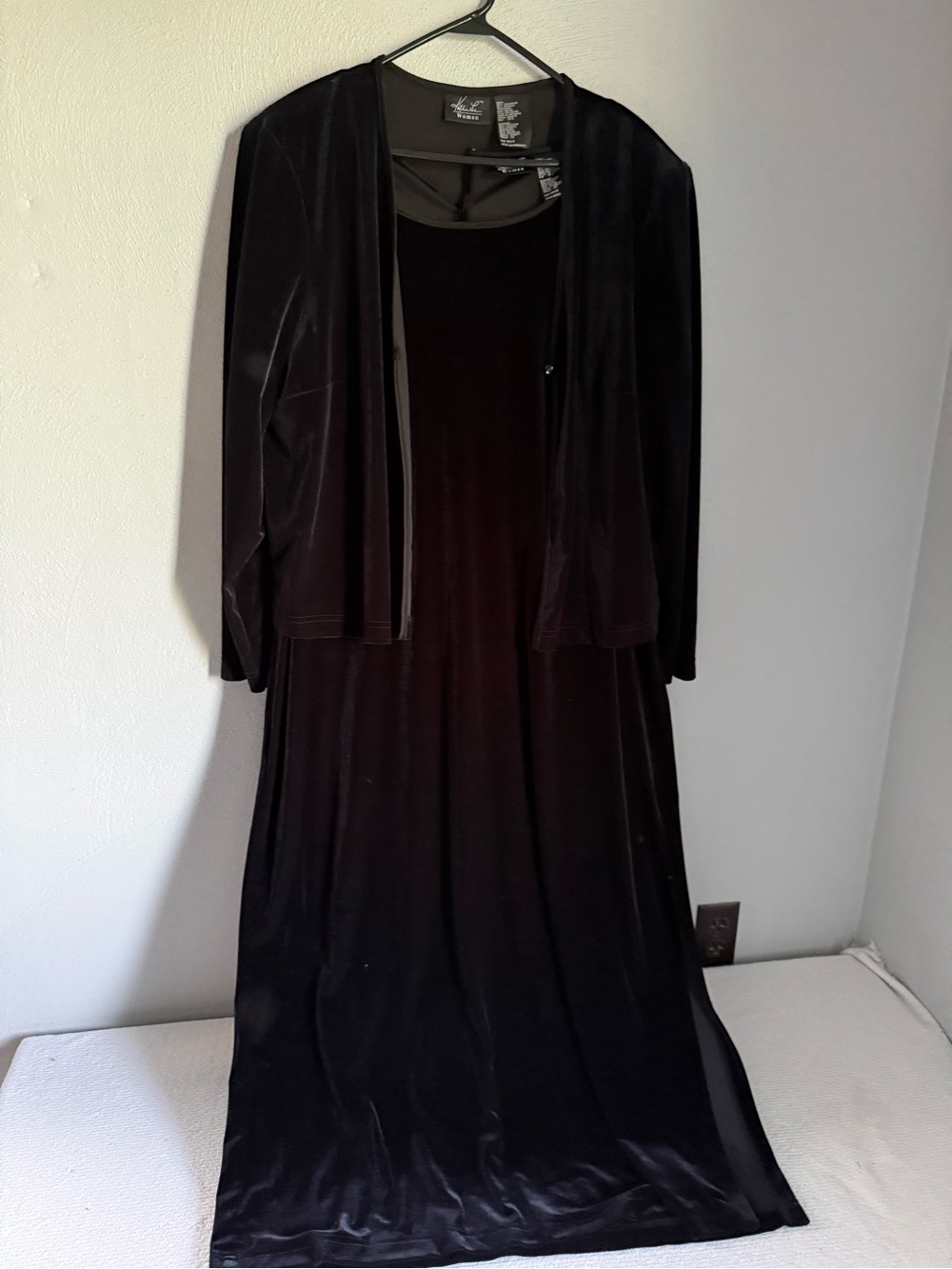Kathie Lee Collection Black Velvet Maxi Dress with Jacket